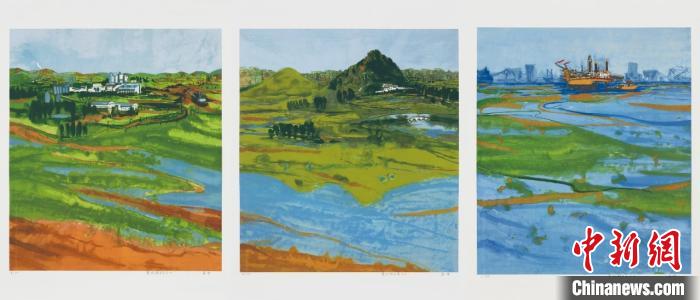 康蕾 黄河新时代系列一、二、三版画。中国国家画院供图